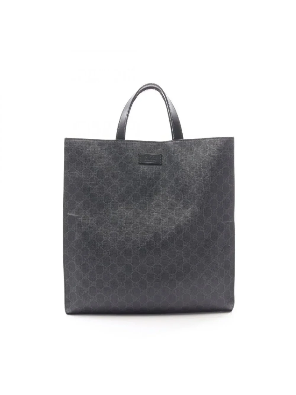 Gucci Tote GG Supreme Black Canvas Leather